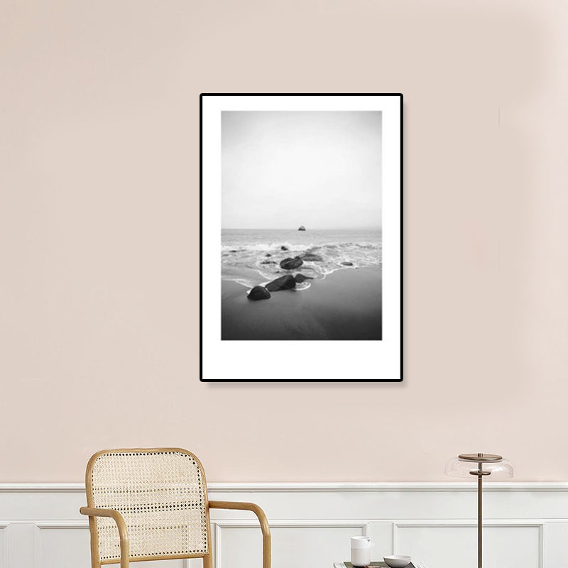 BowLift | Tropical Rocky Bay Seascape Canvas Print Dark Color Texture Wall Art for the Living Room
