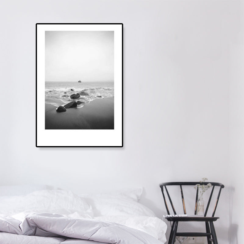 BowLift | Tropical Rocky Bay Seascape Canvas Print Dark Color Texture Wall Art for the Living Room