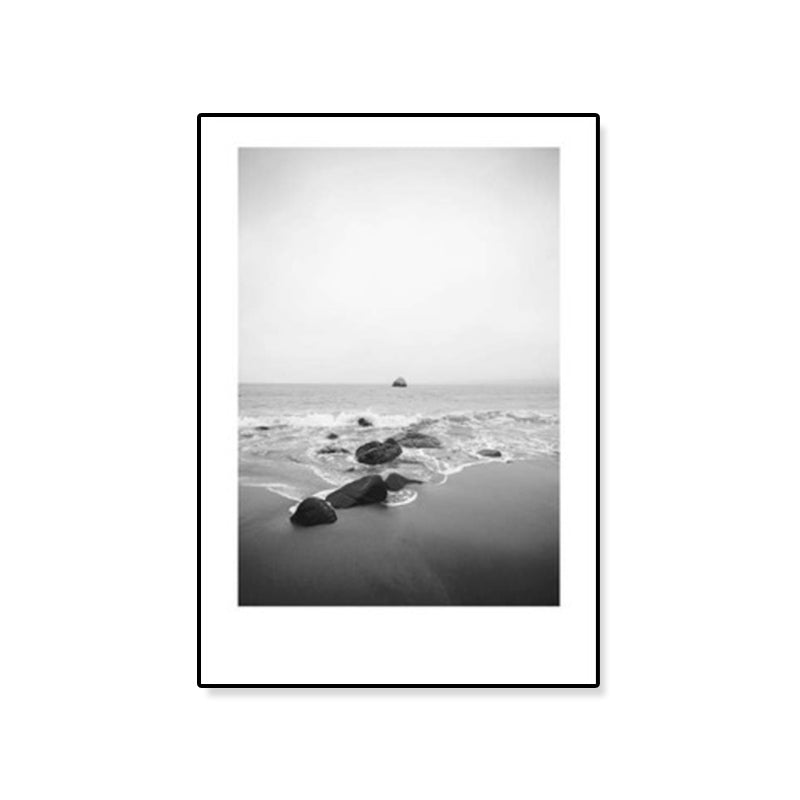 BowLift | Tropical Rocky Bay Seascape Canvas Print Dark Color Texture Wall Art for the Living Room