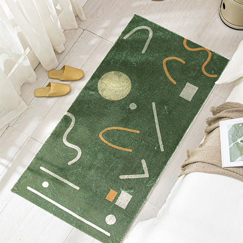 BowLift | Green Bedroom Carpet Minimalist Abstract Carpet Polyester Washable Non-Slip Backing Pet Friendly Carpet