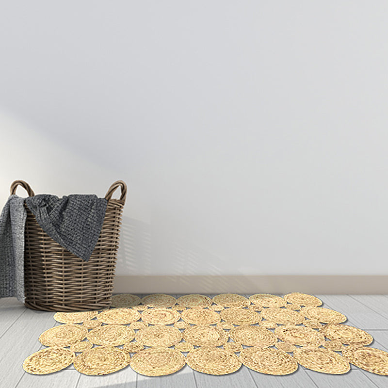 BowLift | Country Solid Color Carpet Beige and Yellow Jute Carpet Non-Slip Pet-Friendly Washable Area Rug for Study