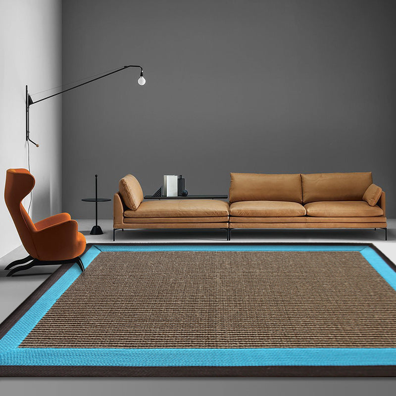 BowLift | Casual Plain Rug Brown and Blue Rustic Rug Jute Pet Friendly Washable Non-Slip Rug for Decoration