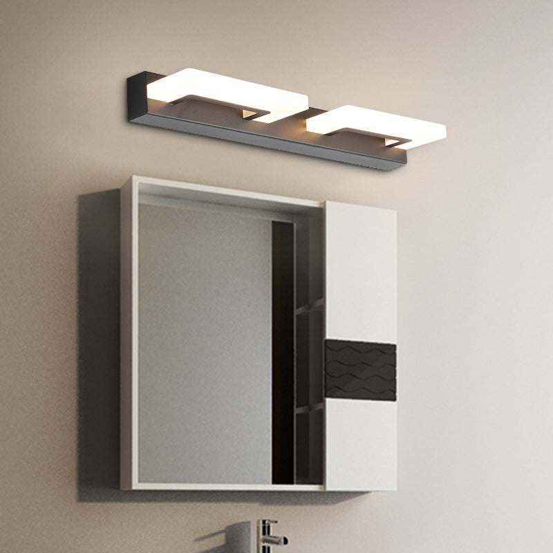 BowLift | Acrylic Rectangle Wall Lighting Modern 2/3 Heads Wall Lighting Ideas in Black for Bathroom, Warm/White Light