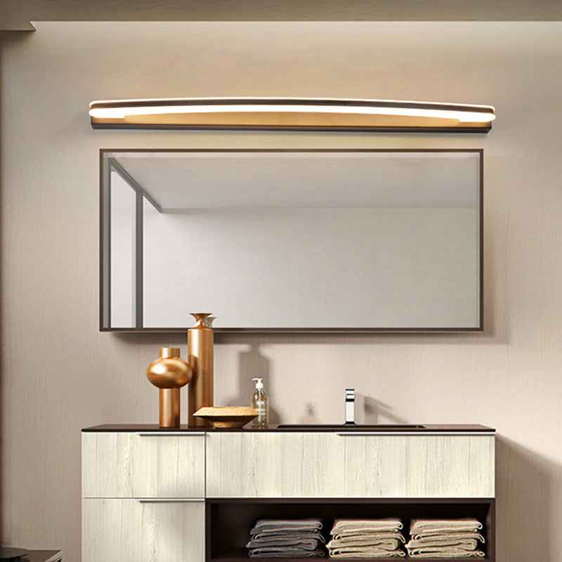 BowLift | Curved Bar Wall Vanity Light Minimal LED Metal Bathroom Wall Lamp in Black, Warm/White Light
