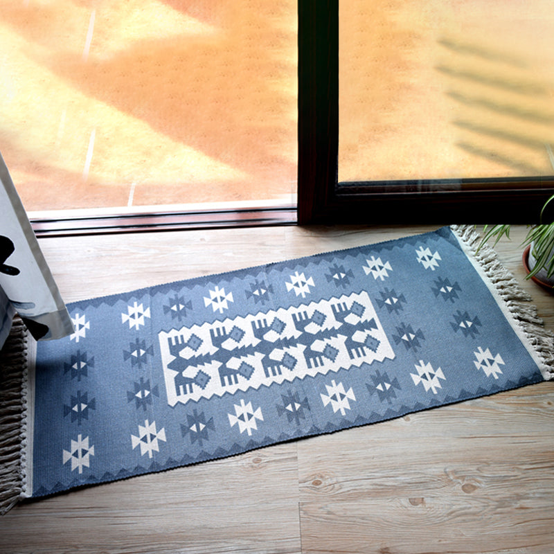 BowLift | Stylish Tribal Pattern Rug Multicolor Moroccan Rug Cotton Washable Non-Slip Pet-Friendly Rug for Living Room