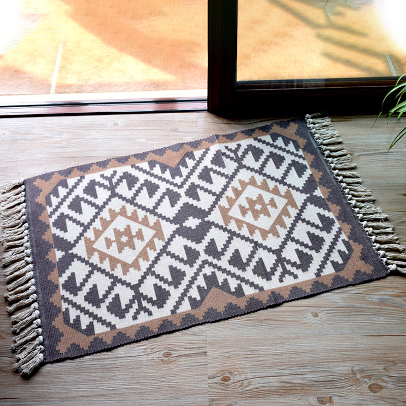 BowLift | Stylish Tribal Pattern Rug Multicolor Moroccan Rug Cotton Washable Non-Slip Pet-Friendly Rug for Living Room