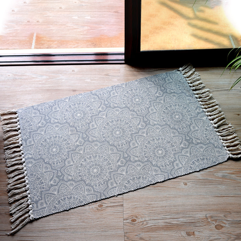 BowLift | Stylish Tribal Pattern Rug Multicolor Moroccan Rug Cotton Washable Non-Slip Pet-Friendly Rug for Living Room