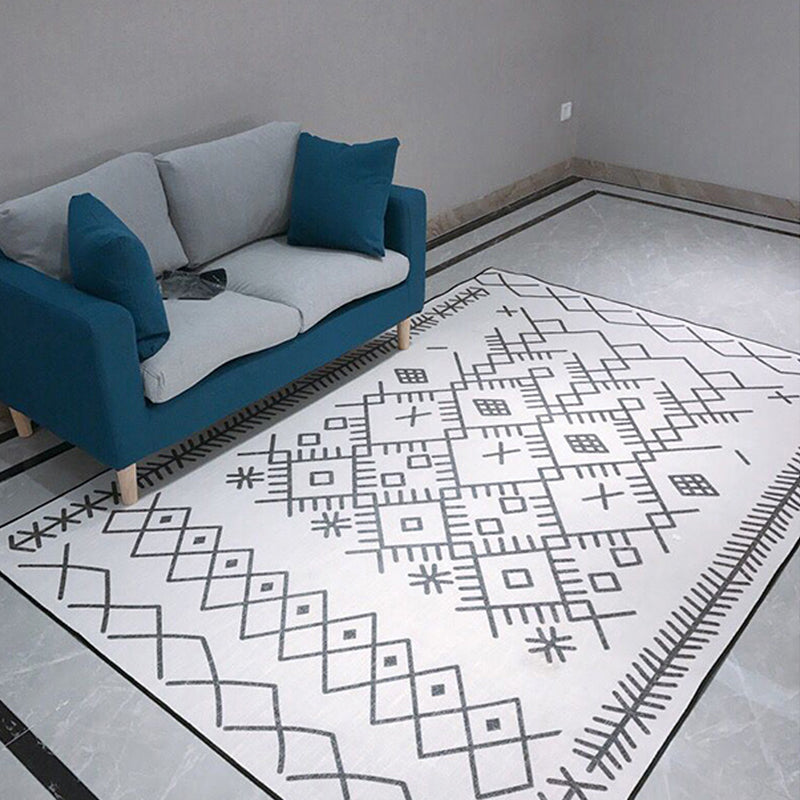 BowLift | Light Gray Bedroom Rug Southwestern Tribal Geometric Pattern Rug Polypropylene Machine Washable Non-Slip Back Rug
