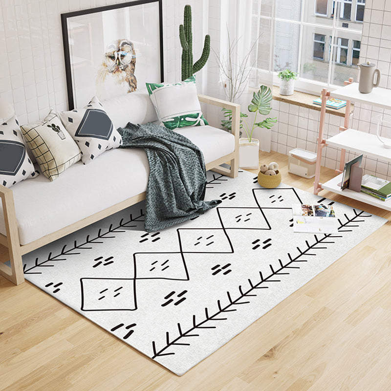 BowLift | Light Gray Bedroom Rug Southwestern Tribal Geometric Pattern Rug Polypropylene Machine Washable Non-Slip Back Rug