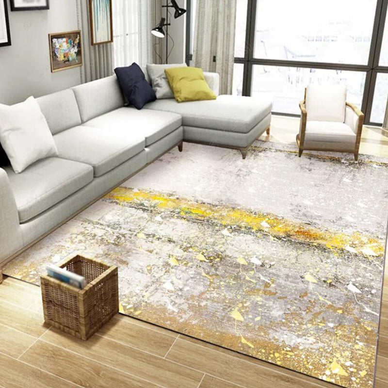 BowLift | Stylish Gold Modern Rug Synthetic Abstract Rug Non-Slip Pet-Friendly Washable Rug for the Living Room