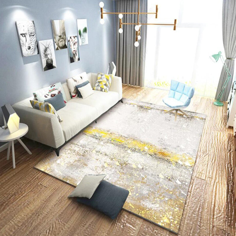 BowLift | Stylish Gold Modern Rug Synthetic Abstract Rug Non-Slip Pet-Friendly Washable Rug for the Living Room