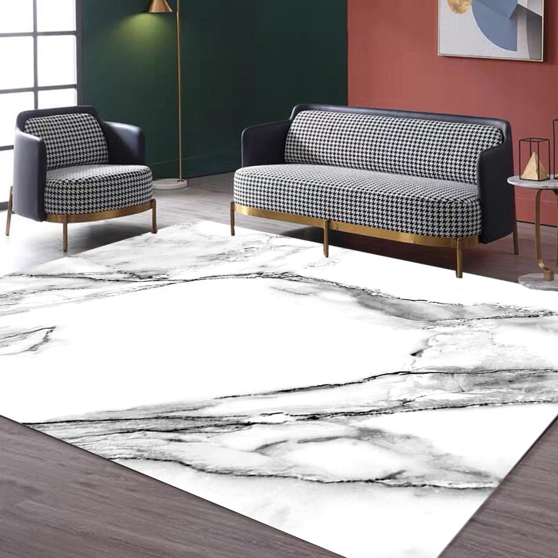 BowLift | Casual Abstract Rug Black and White Modernist Area Rug Polyester Non-Slip Pet-Friendly Washable Rug for the Living Room