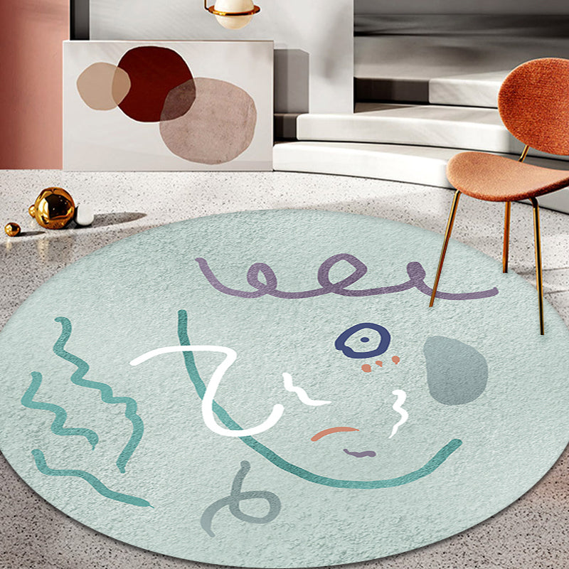 BowLift | Light Green Study Area Rug New Abstract Pattern Rug Polyester Machine Washable Non-Slip Backing Rug
