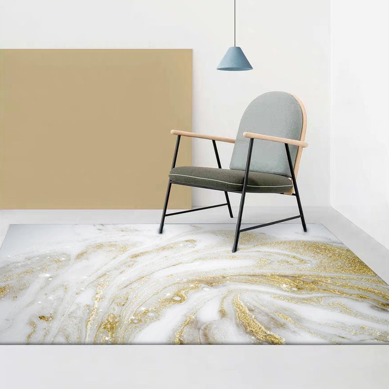 BowLift | Unique Abstract Area Rug Gold New Rug Polypropylene Pet Friendly Washable Non-Slip Area Rug for Home