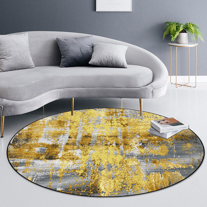BowLift | Industrial abstract carpet Gold Polyester rug non-slip pet-friendly washable rug for home