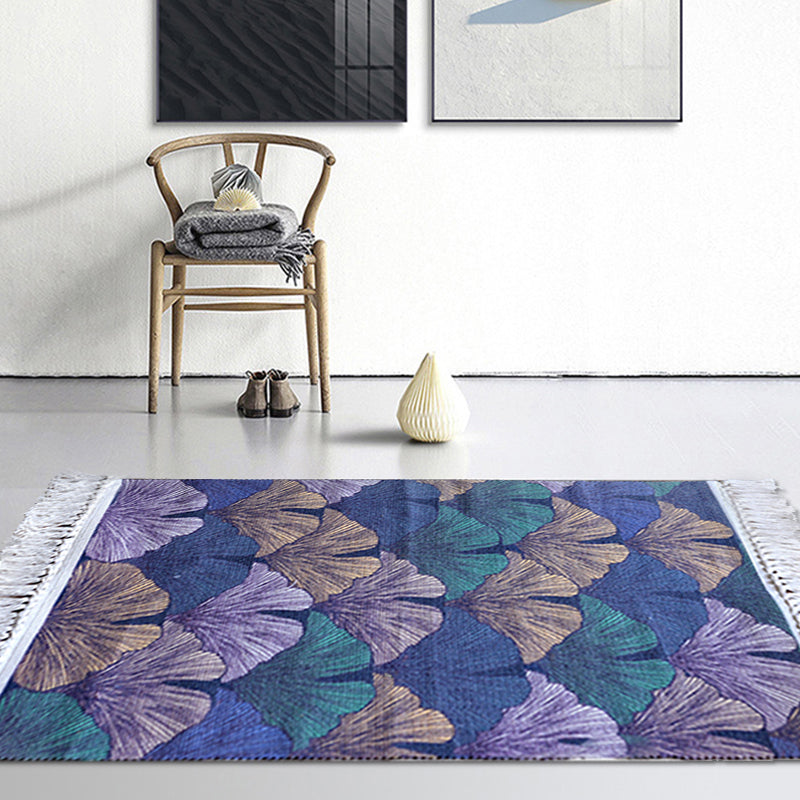 BowLift | Stylish Leaf Pattern Carpet Multicolors Tropical Carpet Cotton Washable Non-Slip Pet-Friendly Carpet for Living Room