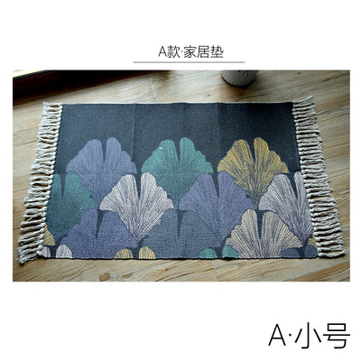 BowLift | Stylish Leaf Pattern Carpet Multicolors Tropical Carpet Cotton Washable Non-Slip Pet-Friendly Carpet for Living Room