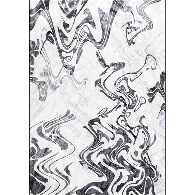 BowLift | Black and White Study Rug Modernism Abstract Rug Polyester Machine Washable Non-Slip Back Carpet