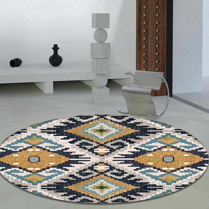 BowLift | Colorful Living Room Carpet Southwestern Tribal Diamond Pattern Carpet Synthetic Machine Washable Non-Slip Back Carpet