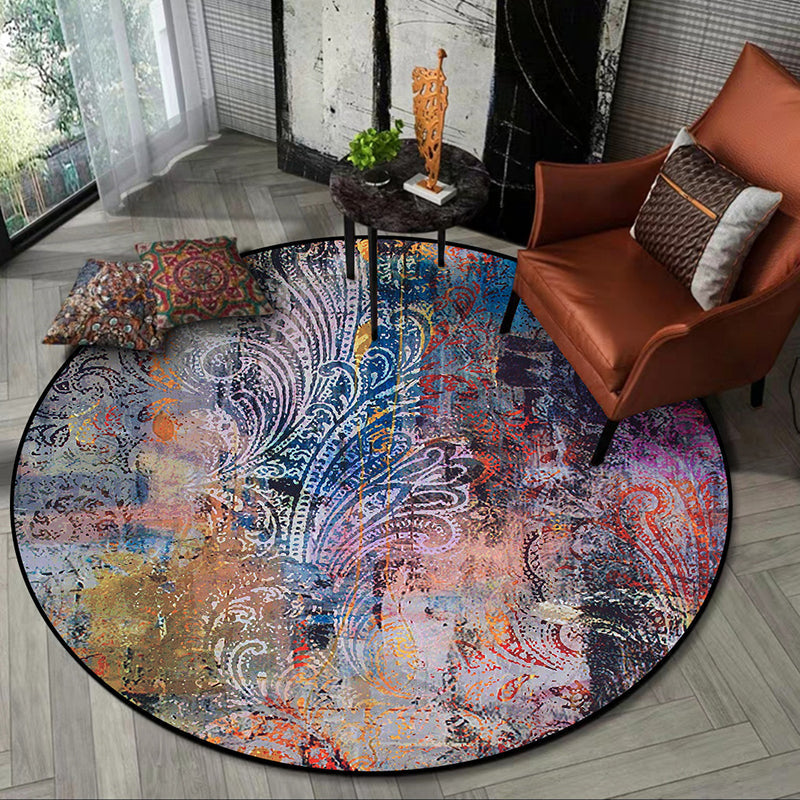 BowLift | Unique Abstract Paisley Pattern Rug Multicolor Modern Rug Polyester Washable Non-slip Pet-friendly Area Rug for Living Room