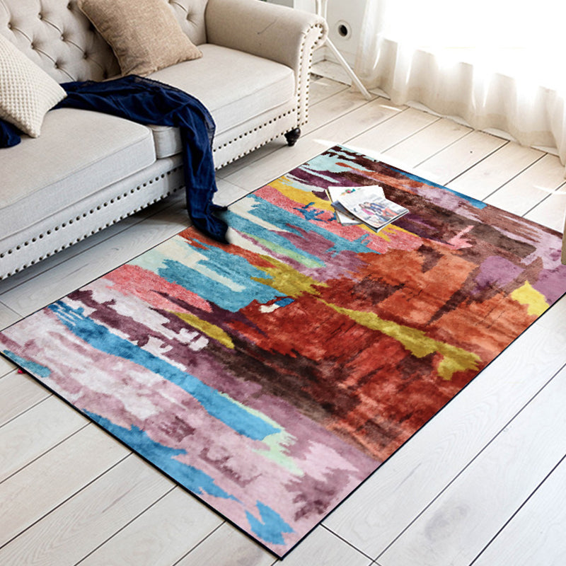 BowLift | Unique Abstract Area Rug Multi Color Contemporary Rug Polyester Washable Nonslip Pet Friendly Area Rug for Living Room