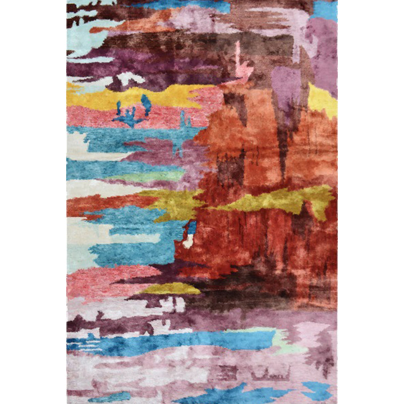 BowLift | Unique Abstract Area Rug Multi Color Contemporary Rug Polyester Washable Nonslip Pet Friendly Area Rug for Living Room
