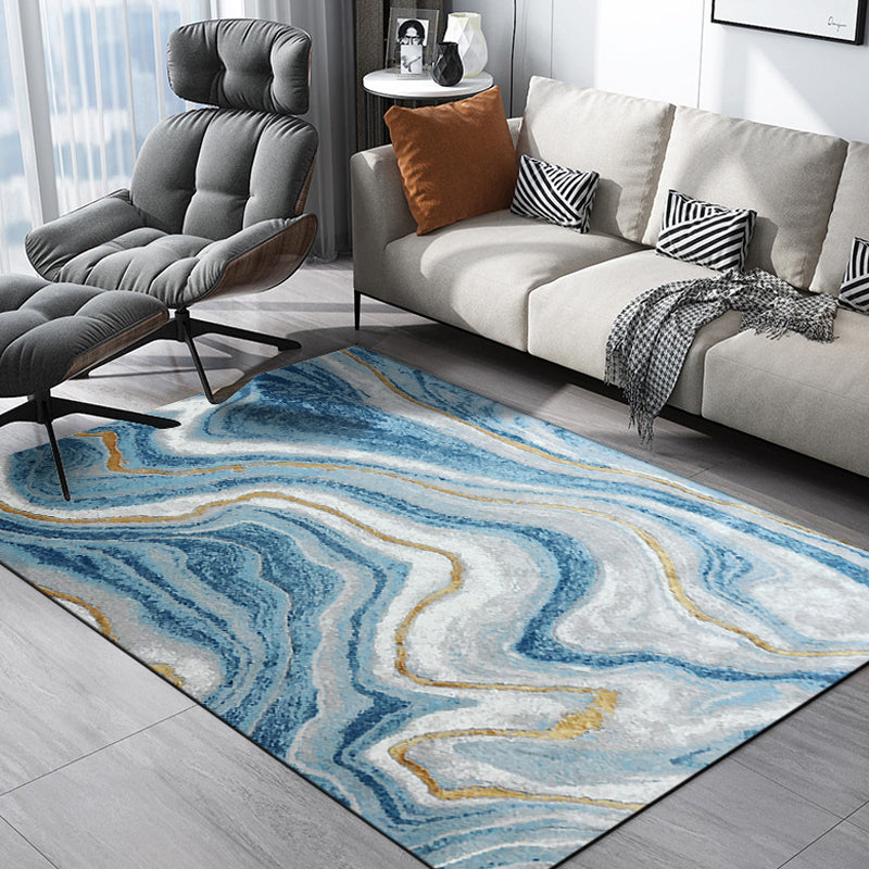 BowLift | Casual Industrial Area Rug Polyester Abstract Watercolor Pattern Carpet Washable Pet-Friendly Rug for Living Space