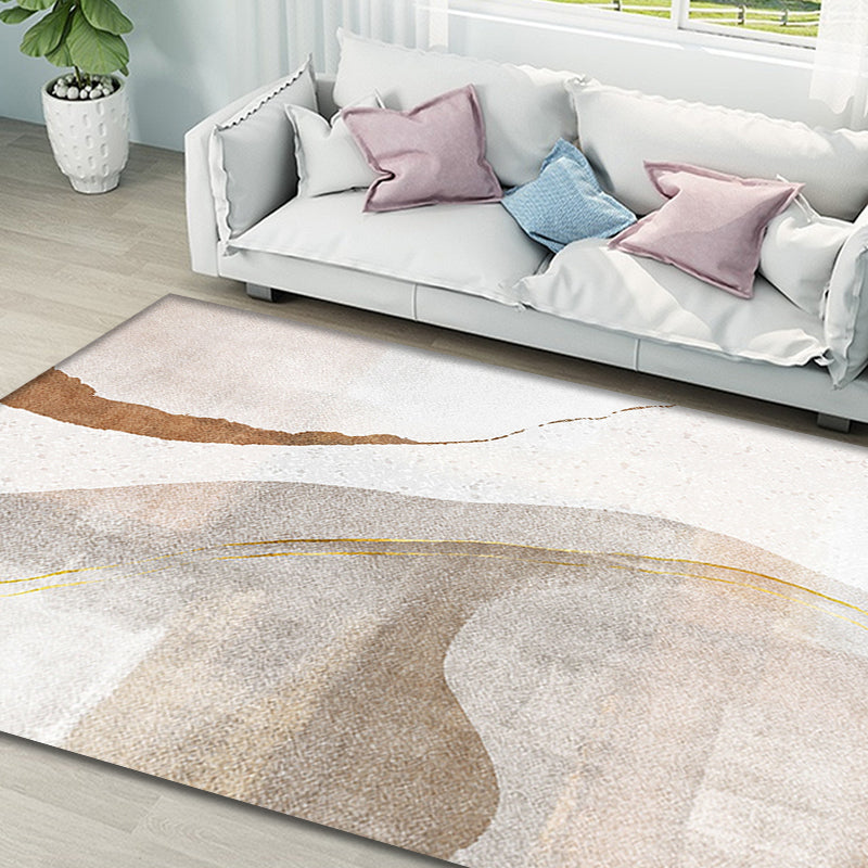 BowLift | Brown Parlour Rug Simplicity Abstract Rug Polyester Machine Washable Non-Slip Backing Carpet