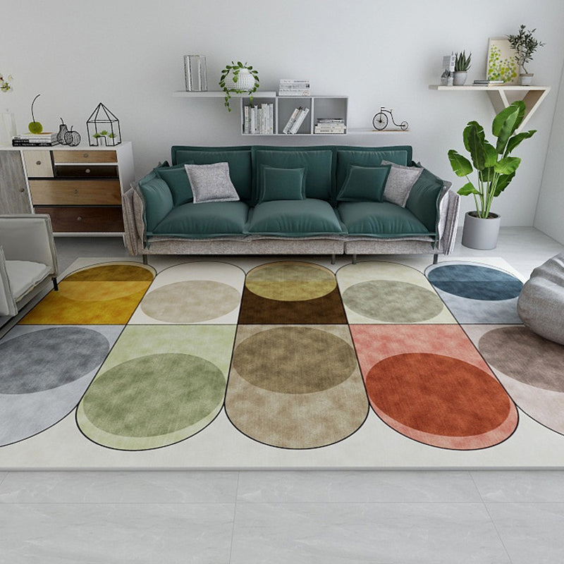 BowLift | Stylish Thick Area Rug Multicolored Circle Pattern Rug Machine Washable Carpet for Bedroom