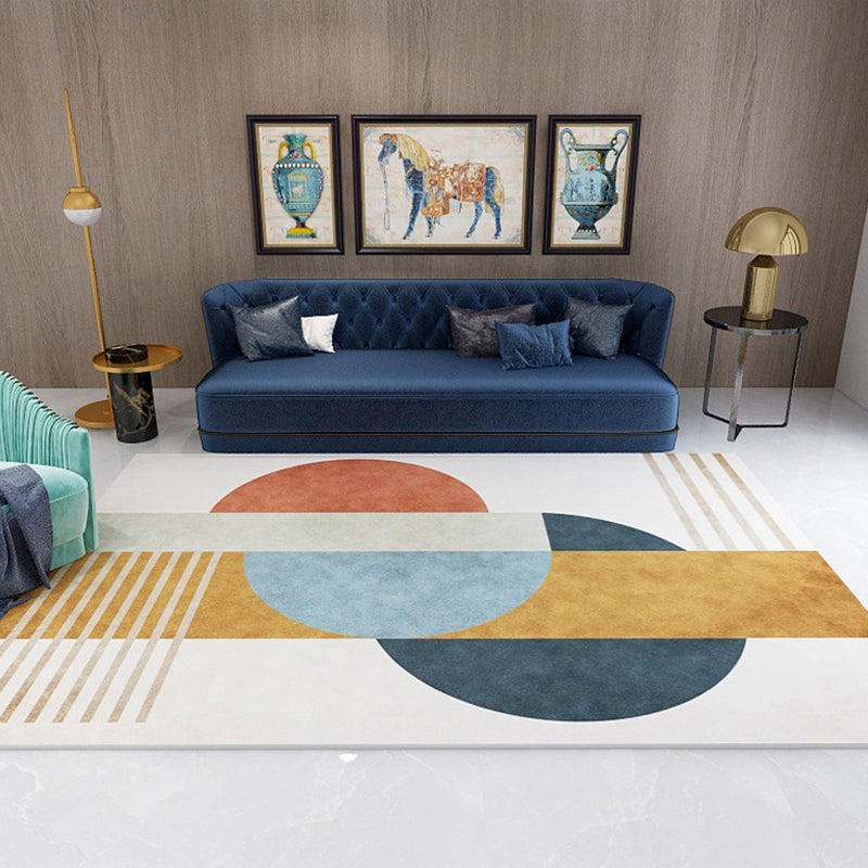 BowLift | Stylish Thick Area Rug Multicolored Circle Pattern Rug Machine Washable Carpet for Bedroom