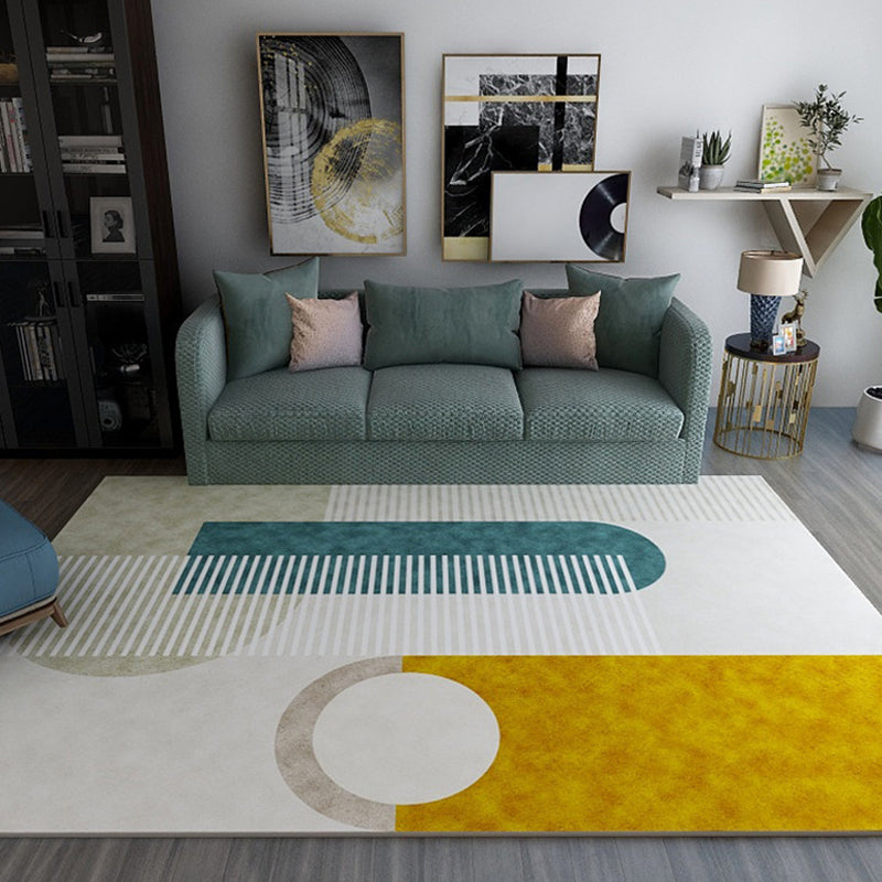 BowLift | Stylish Thick Area Rug Multicolored Circle Pattern Rug Machine Washable Carpet for Bedroom