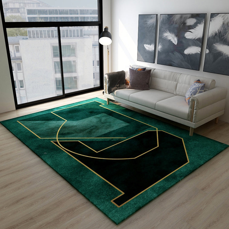 BowLift | Dark Color Block Abstract Rug Polypropylene Minimalist Carpet Stain Resistant Non-Slip Back Rug for Bedroom