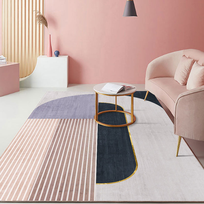 BowLift | Pastel Color Scandinavian Carpet Polypropylene Geometric Shapes and Lines Carpet Non-Slip Underlay Carpet for Home
