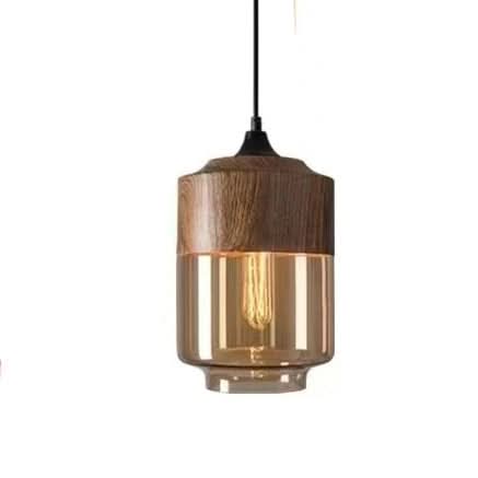 BowLift | Hand-Blown Glass & Wood Pendant Light Adjustable