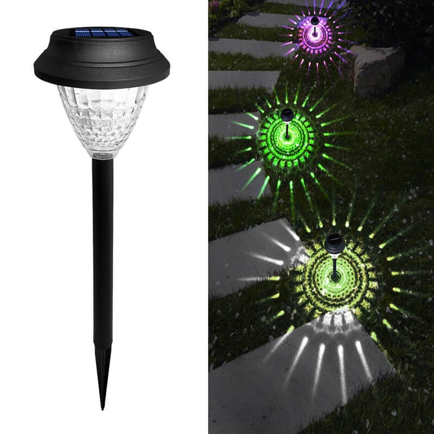 BowLift | Solar waterproof circular divergent light shadow design LED outdoor garden decorative light