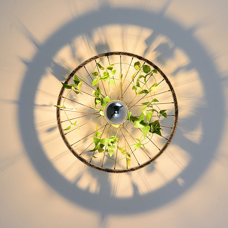 BowLift | Wheel Iron LED Wall Lamp Bracket Farm Garage Plant Wall Lighting in Pink/Green/Pink Red