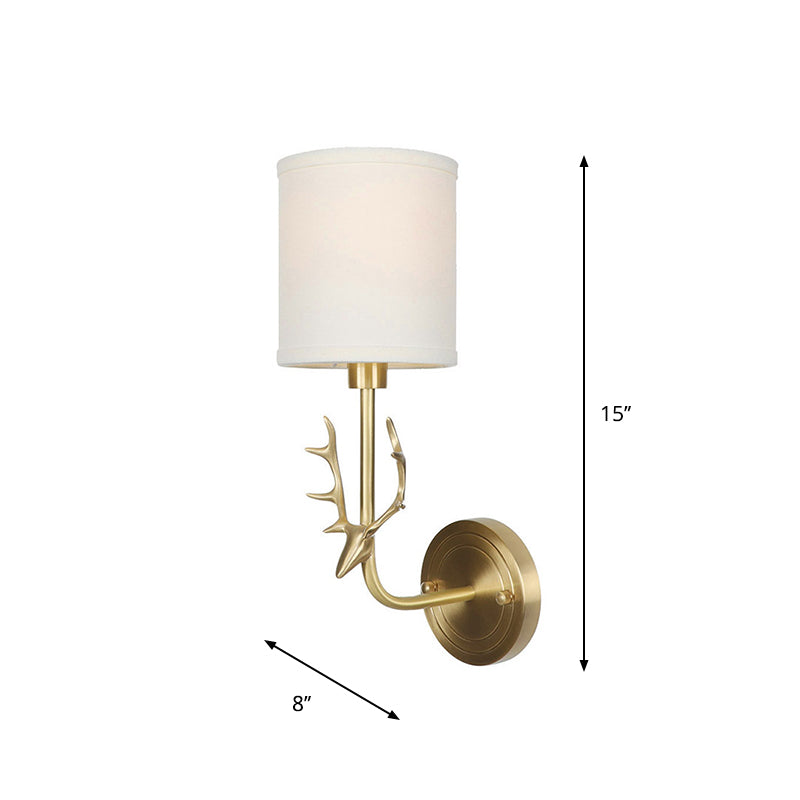 BowLift | Brass 1-Light Wall Lamp Fixture Antique Frosted White Glass Tulip Shade/Cylinder Wall Mount Light with Arm