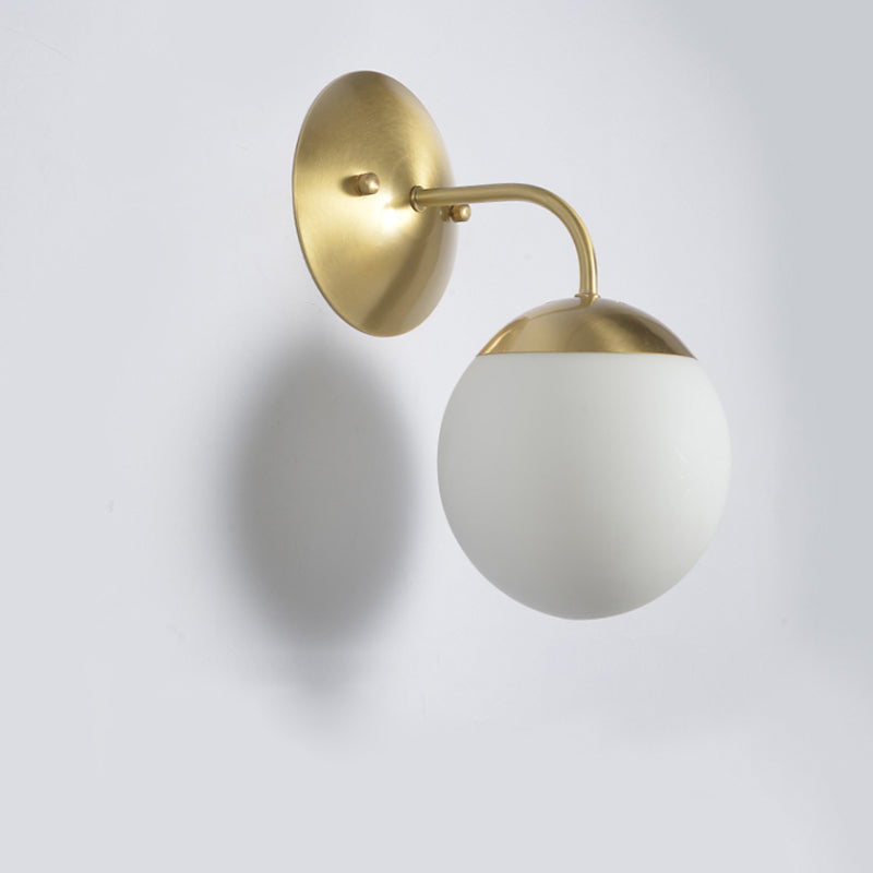 BowLift | Brass 1-Light Wall Lamp Fixture Antique Frosted White Glass Tulip Shade/Cylinder Wall Mount Light with Arm