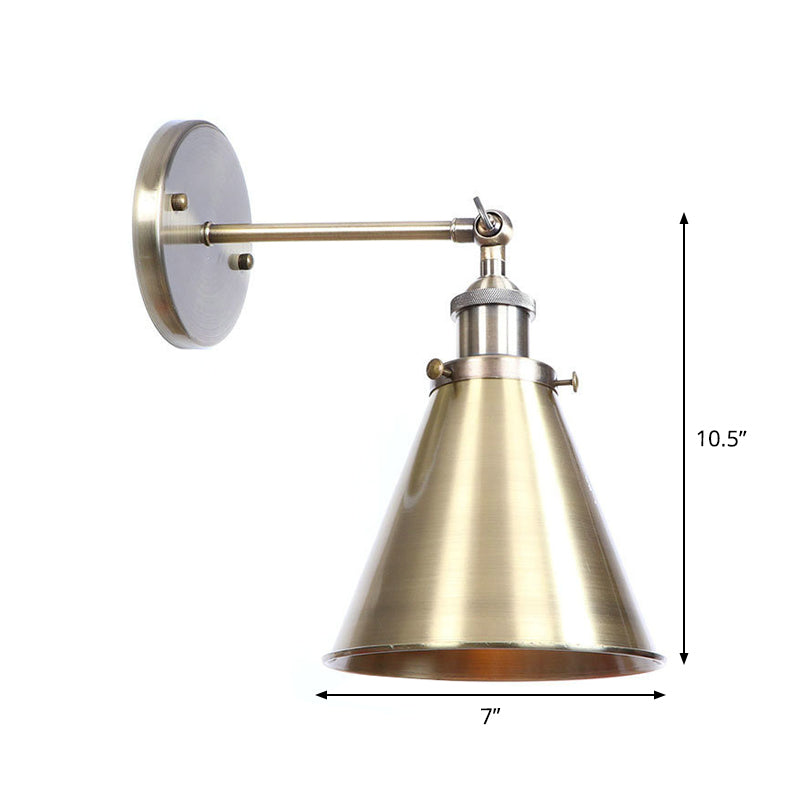 BowLift | Bronze 1-Light Wall Spotlight Industrial Iron Rolled Edge Dish/Cone/Horn Wall Mount Light Fixture with Swivel Joint