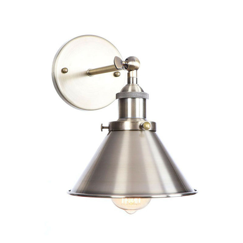 BowLift | Bronze 1-Light Wall Spotlight Industrial Iron Rolled Edge Dish/Cone/Horn Wall Mount Light Fixture with Swivel Joint