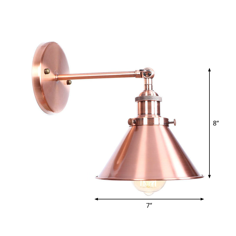 BowLift | Adjustable Iron Copper Wall Reading Camp Horn/Bowl/Cone Single Lamp Loft Style Wall Lamp for Living Room