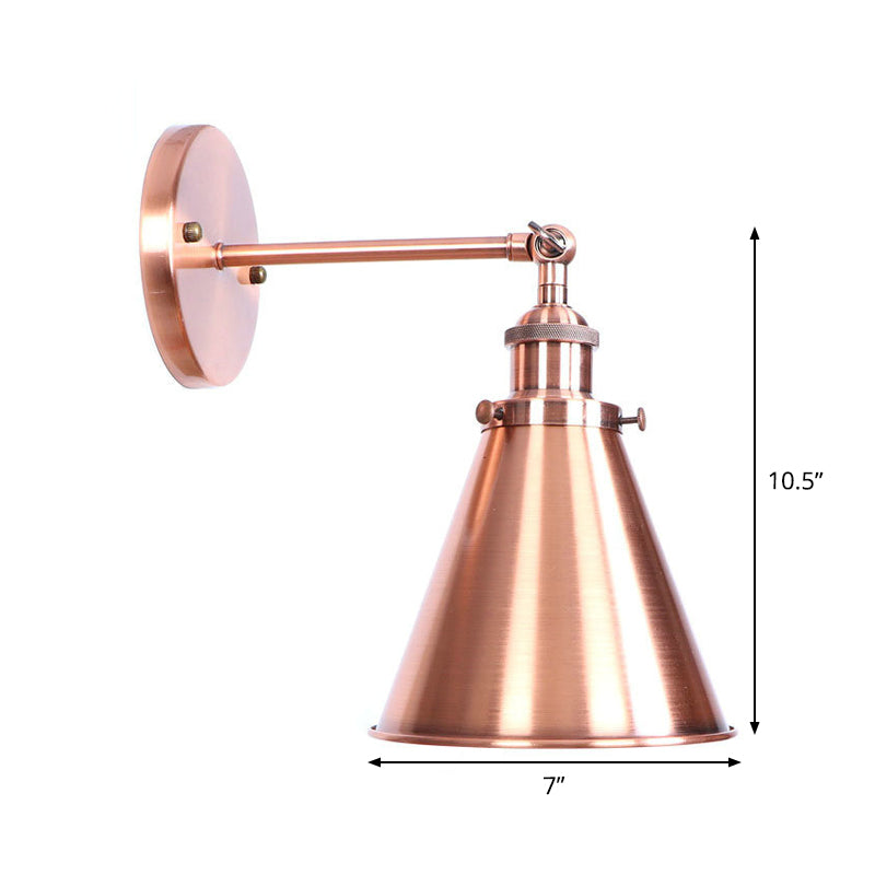 BowLift | Adjustable Iron Copper Wall Reading Camp Horn/Bowl/Cone Single Lamp Loft Style Wall Lamp for Living Room