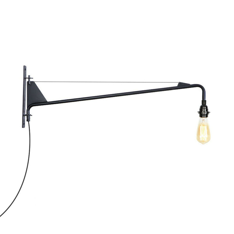 BowLift | Industrial Scalloped/Exposed Wall Lamp 1/2-Light Iron Plug-in Wall Mounted Lighting with Long Swing Arm in Black