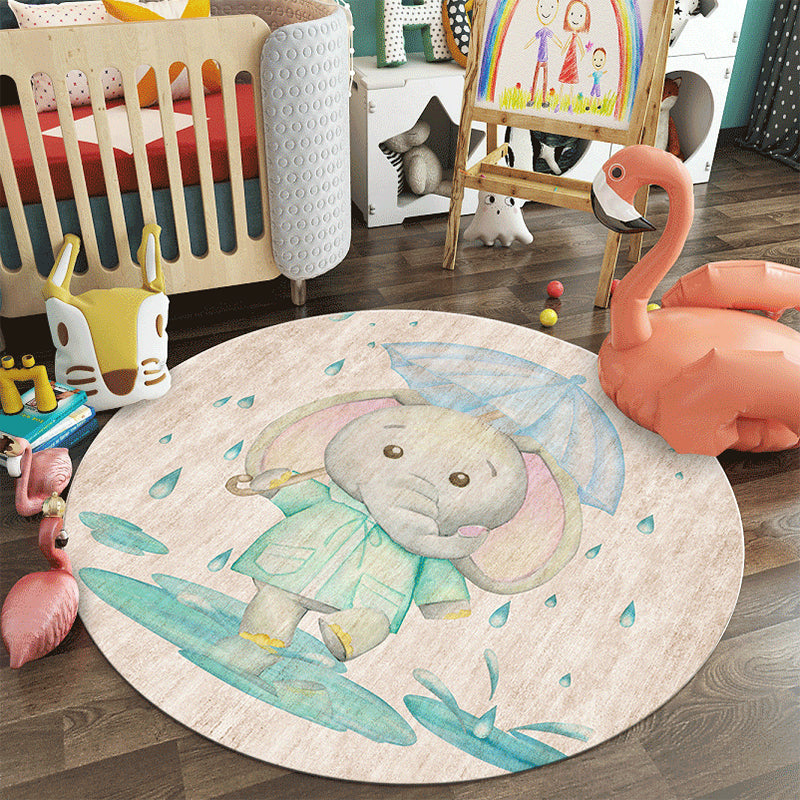 BowLift | Pastel Colorful Animals Carpet Synthetic Cartoon Rug Non-slip Back Stain Resistant Carpet for Preschool