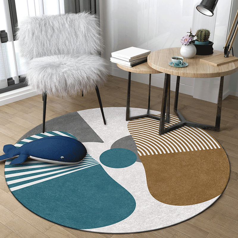 BowLift | Unique Abstract Colorblock Area Rug Multi Colors Creative Carpet Polyester Washable Rug for Living Room