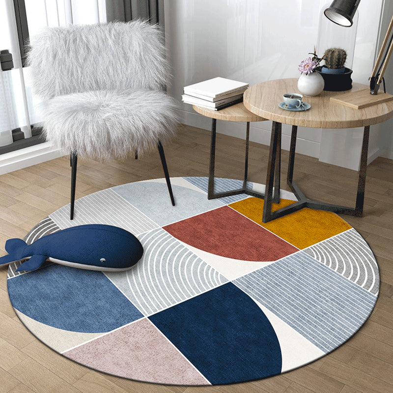 BowLift | Unique Abstract Colorblock Area Rug Multi Colors Creative Carpet Polyester Washable Rug for Living Room