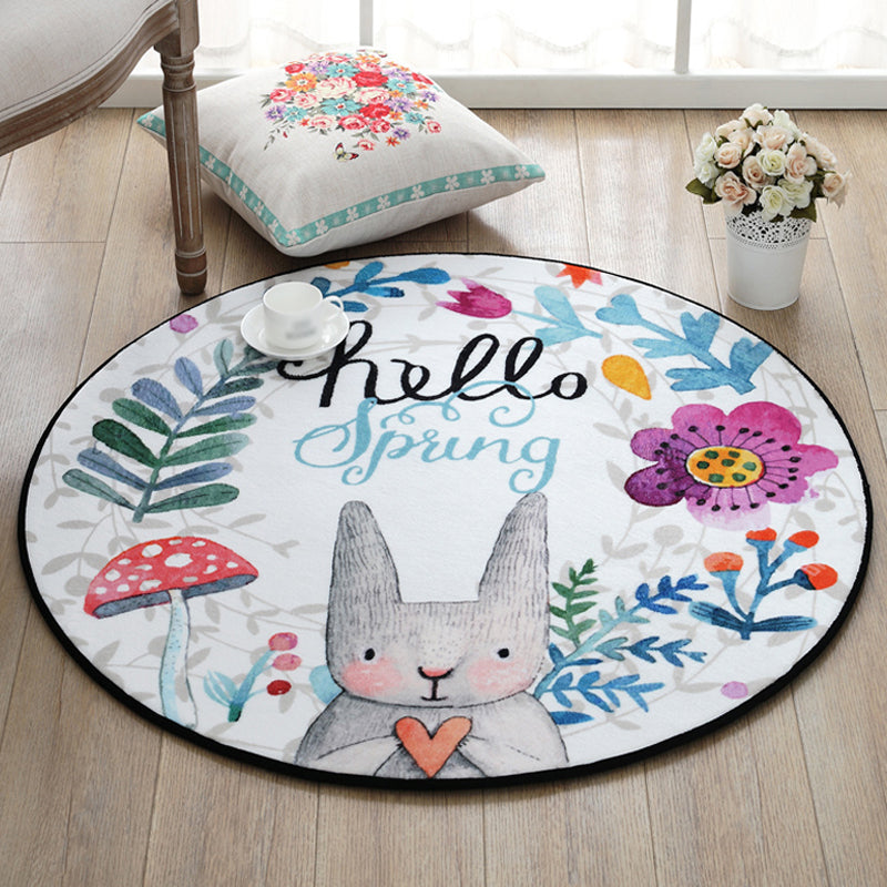 BowLift | Cute Cartoon Rug Multicolored Animal and Flower Print Rug Polypropylene Rug for Children's Room