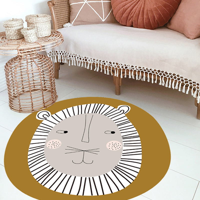 BowLift | Dark Color Cartoon Area Rug Synthetic Animal Head Carpet Stain Resistant Non-Slip Rug for Children's Room