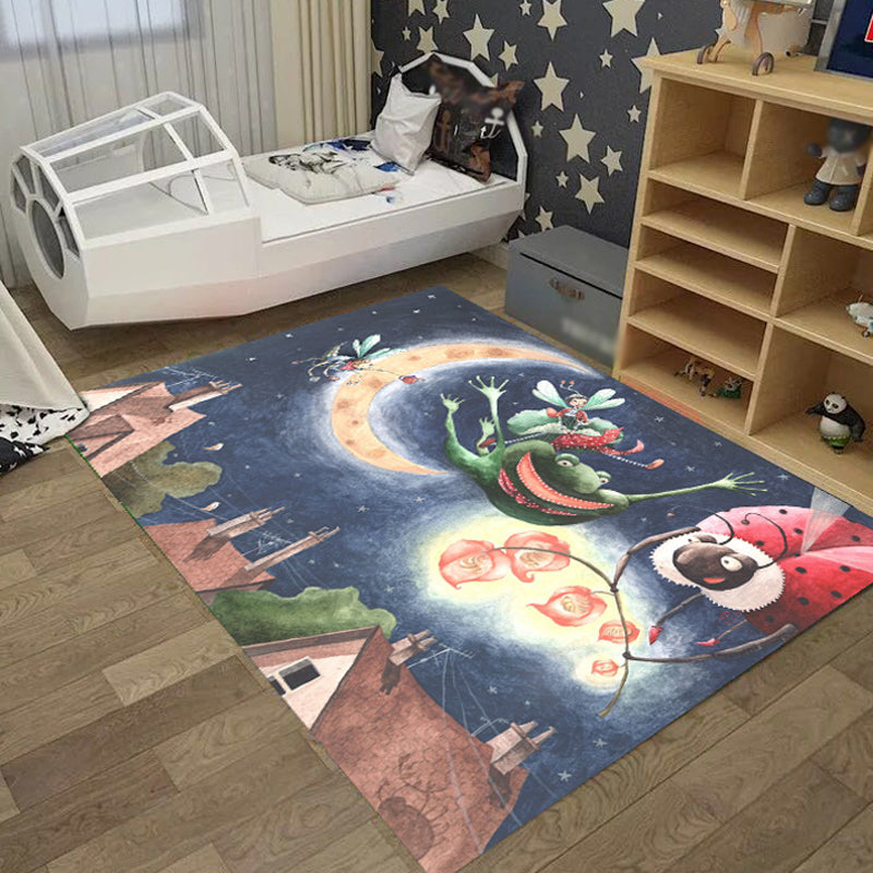 BowLift | Cool Kids Rug Dark Color Fantasy World Area Rug Non-Slip Backing Washable Rug for Kids Room