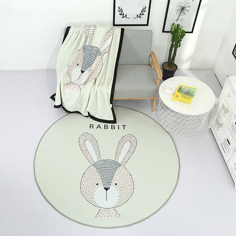 BowLift | Beautiful Children's Indoor Light Color Animal Rug with Words Non-Slip Backing Pet-Friendly Rug
